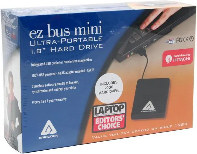 Alt view image 5 of 5 - APRICORN Ez Bus Mini 20GB USB 2.0 1.8" External Hard Drive EBM-20