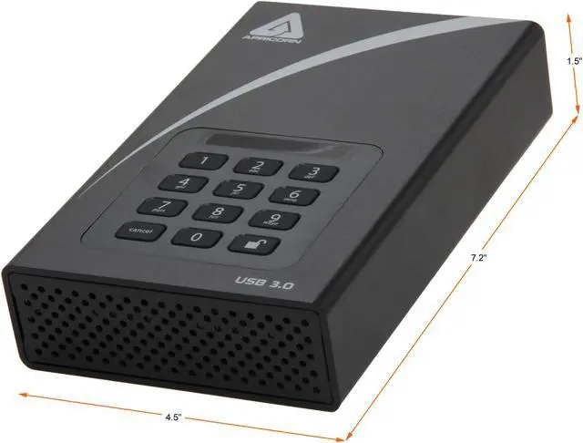 Alt view image 2 of 8 - APRICORN Aegis Padlock DT 2TB USB 3.0 3.5" External Hard Drive 256-bit AES Encryption ADT-3PL256-2000