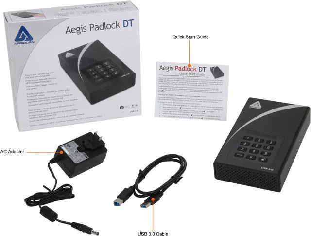 Alt view image 8 of 8 - APRICORN Aegis Padlock DT 2TB USB 3.0 3.5" External Hard Drive 256-bit AES Encryption ADT-3PL256-2000