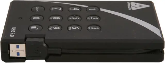 Alt view image 4 of 5 - APRICORN 500GB Aegis Padlock External Hard Drive with 256-bit AES Encryption USB 3.0 Model A25-3PL256-500 Black
