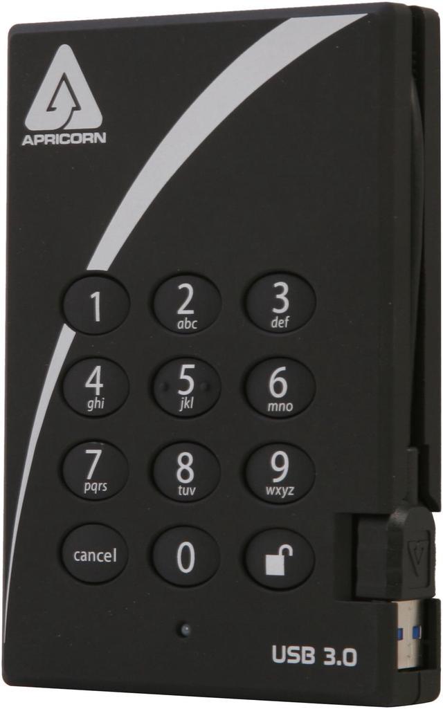 APRICORN 1TB Aegis Padlock External Hard Drive with 256-bit AES Encryption  USB 3.0 Model A25-3PL256-1000 Black