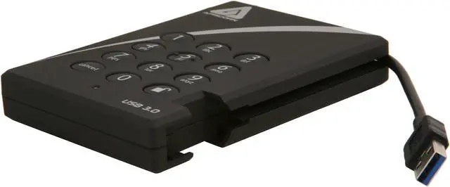 Alt view image 4 of 5 - APRICORN 1TB Aegis Padlock External Hard Drive with 256-bit AES Encryption USB 3.0 Model A25-3PL256-1000 Black