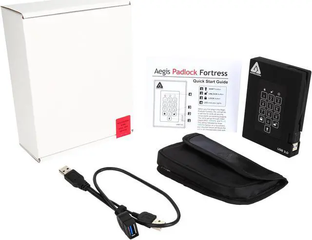 Alt view image 9 of 9 - APRICORN Aegis Padlock Fortress 1TB USB 3.0 Portable FIPS 140-2 Encrypted External Hard Drive With PIN Access A25-3PL256-1000F