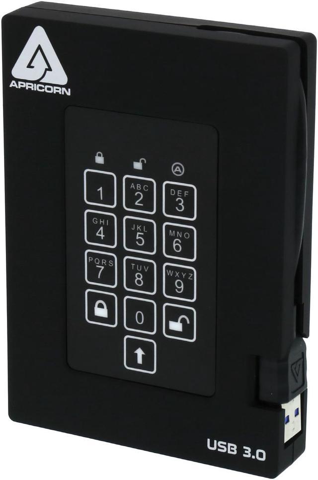 APRICORN Aegis Padlock Fortress 1TB USB 3.0 Portable FIPS 140-2 Encrypted  External Hard Drive With PIN Access A25-3PL256-1000F