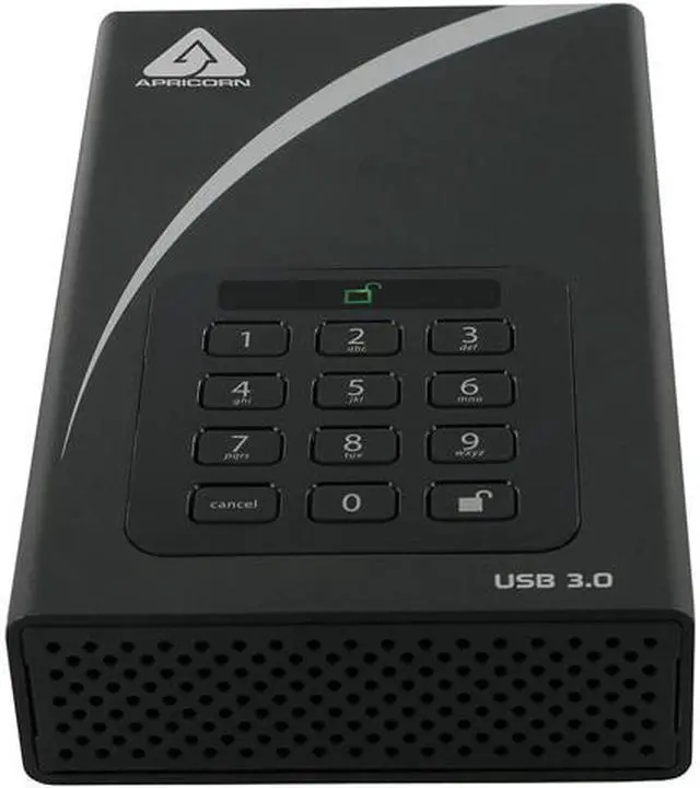 Main image of APRICORN Aegis Padlock DT 6TB USB 3.0 3.5" Encrypted Desktop Hard Drive with PIN Access with 256-bit AES Encryption ADT-3PL256-6000 Black