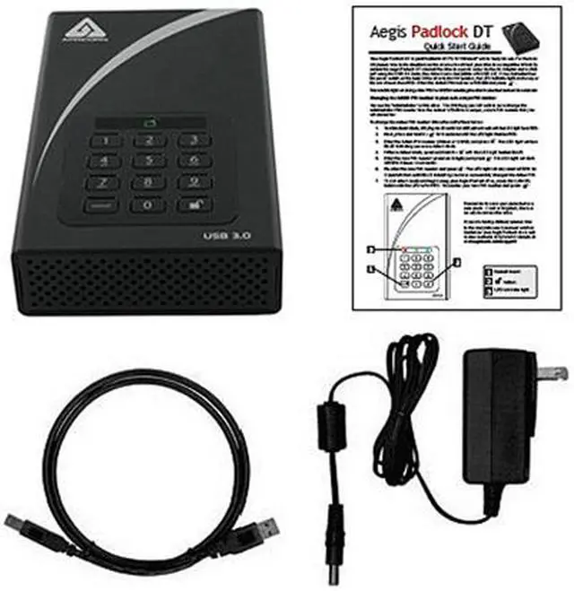 Alt view image 4 of 6 - APRICORN Aegis Padlock DT 6TB USB 3.0 3.5" Encrypted Desktop Hard Drive with PIN Access with 256-bit AES Encryption ADT-3PL256-6000 Black