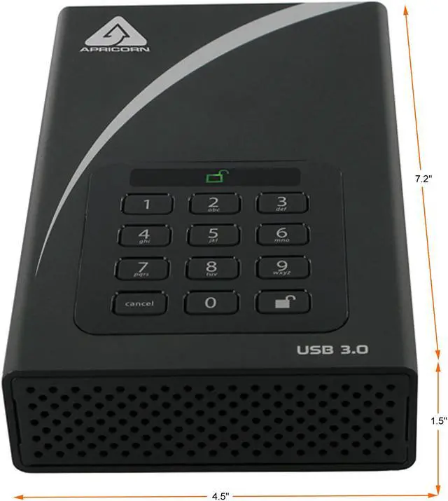 Alt view image 6 of 6 - APRICORN Aegis Padlock DT 6TB USB 3.0 3.5" Encrypted Desktop Hard Drive with PIN Access with 256-bit AES Encryption ADT-3PL256-6000 Black