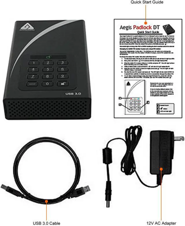 Alt view image 5 of 6 - APRICORN Aegis Padlock DT 6TB USB 3.0 3.5" Encrypted Desktop Hard Drive with PIN Access with 256-bit AES Encryption ADT-3PL256-6000 Black