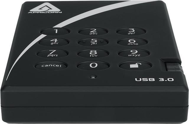 APRICORN 2TB Aegis Padlock Portable Hard Drive USB 3.0 Model A25