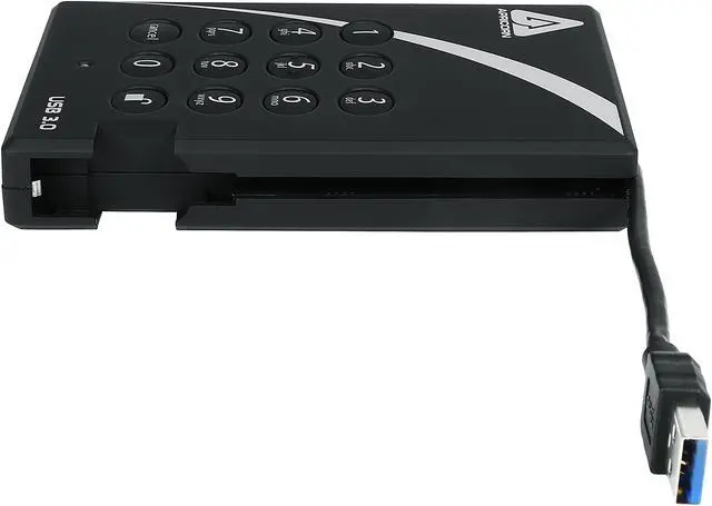 Alt view image 5 of 8 - APRICORN 2TB Aegis Padlock Portable Hard Drive USB 3.0 Model A25-3PL256-2000 Black