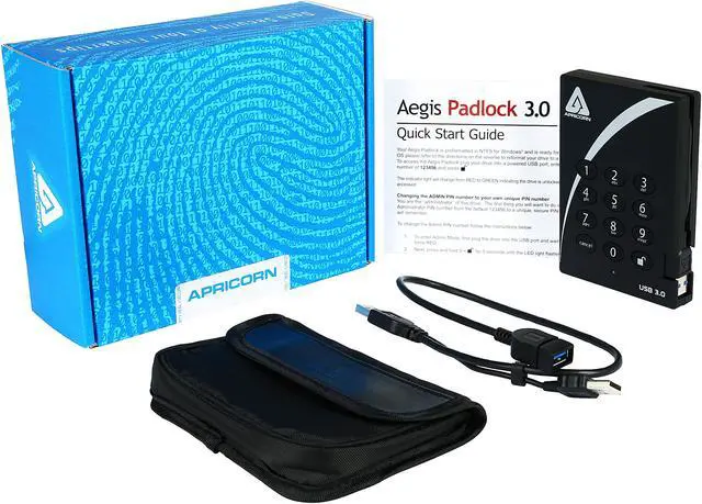Alt view image 8 of 8 - APRICORN 2TB Aegis Padlock Portable Hard Drive USB 3.0 Model A25-3PL256-2000 Black