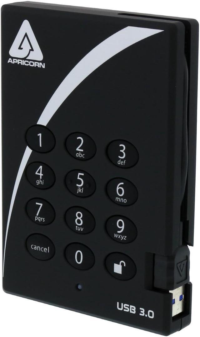APRICORN 2TB Aegis Padlock Portable Hard Drive USB 3.0 Model A25