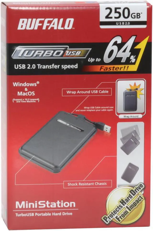 Alt view image 6 of 6 - BUFFALO MiniStation 250GB USB 2.0 2.5" External Hard Drive HD-PS250U2