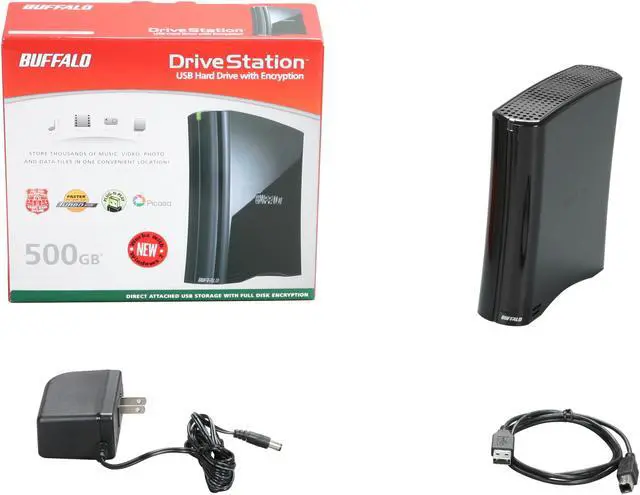 Alt view image 4 of 4 - BUFFALO DriveStation 500GB USB 2.0 3.5" External Hard Drive with Full Disk Encryption HD-CX500U2