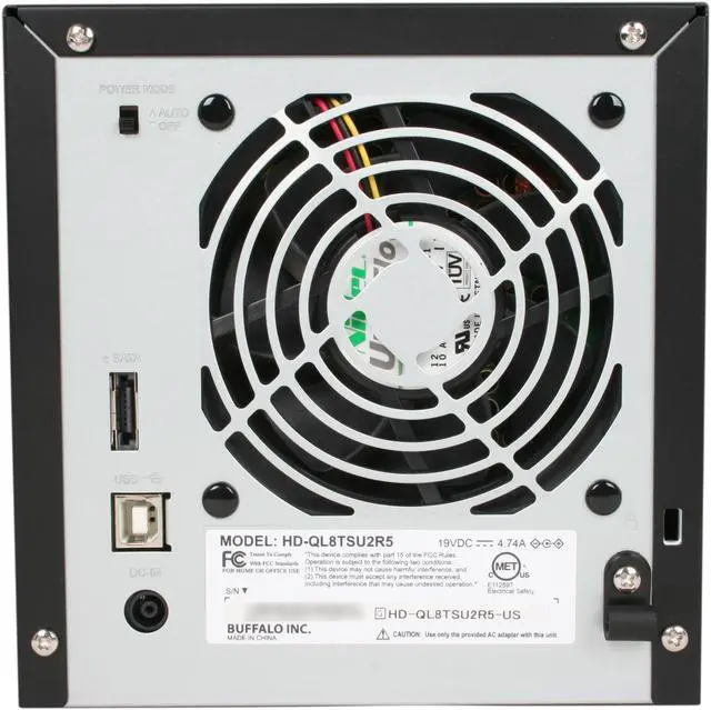 Alt view image 5 of 7 - BUFFALO DriveStation Quad 8TB USB 2.0 / eSATA 3.5" External Hard Drive 4-drive RAID Storage HD-QL8TSU2R5 Black