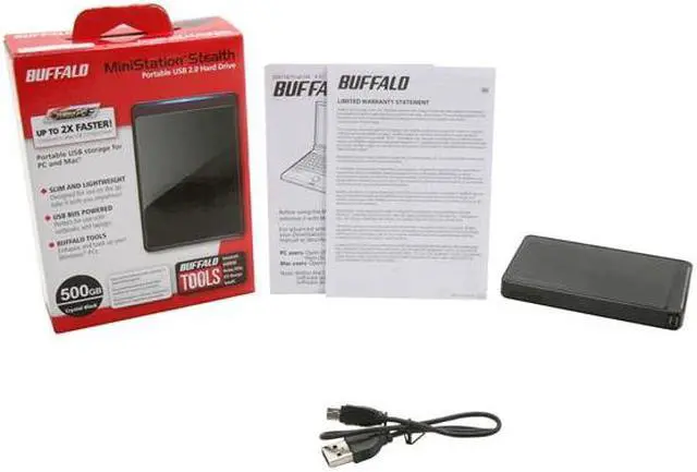 Alt view image 3 of 3 - BUFFALO 500GB MiniStation Stealth External Hard Drive USB 2.0 Model HD-PCT500U2/B Black