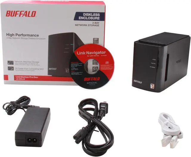 Alt view image 7 of 7 - BUFFALO LinkStation Pro Duo 2-Bay Diskless Enclosure High Performance Network Attached Storage (NAS) - LS-WVL/E