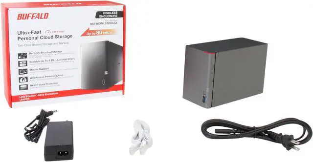 Alt view image 7 of 7 - BUFFALO LinkStation 421e Diskless Enclosure High Performance RAID NAS Personal Cloud Storage and Media Server - LS421DE