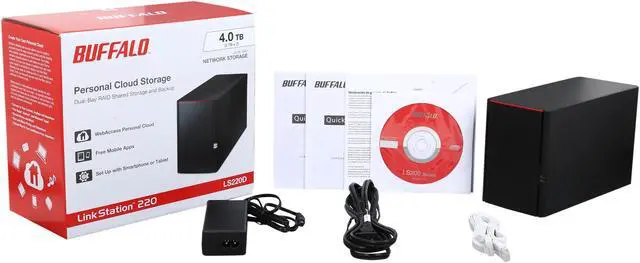 Alt view image 6 of 6 - BUFFALO LS220D0402 4TB (2 x 2TB) LinkStation 220 RAID NAS Personal Cloud Storage and Media Server