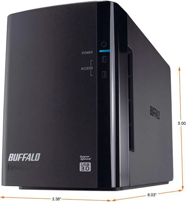 Alt view image 2 of 5 - BUFFALO DriveStation Duo 8TB (2 x 4 TB) USB 3.0 High Performance RAID Array with Optimized Hard Drives HD-WH8TU3R1 Black