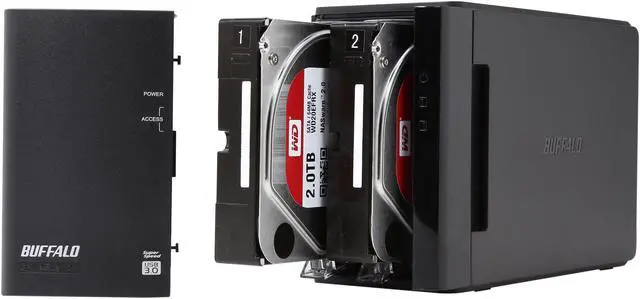 Alt view image 9 of 10 - BUFFALO DriveStation Duo 4TB USB 3.0 High Performance RAID Array with Optimized Hard Drives HD-WH4TU3R1