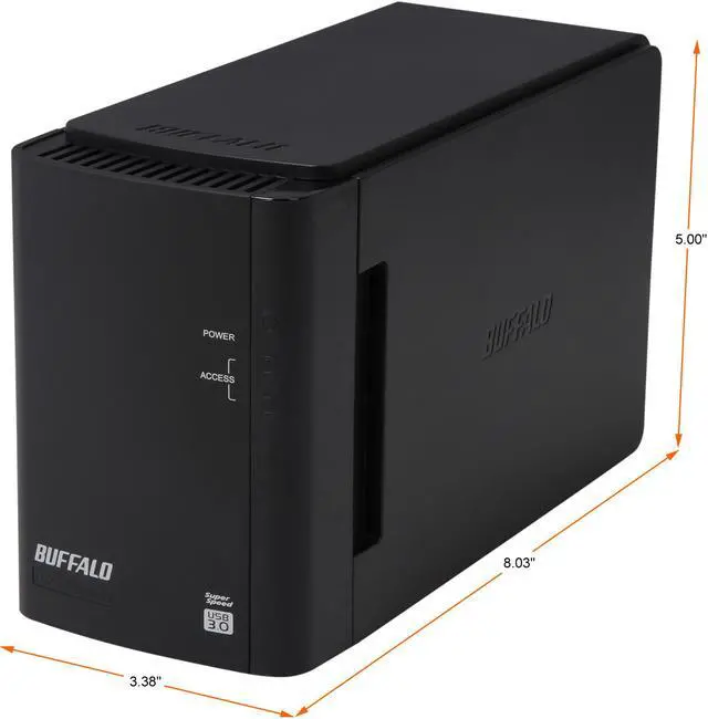 Alt view image 3 of 10 - BUFFALO DriveStation Duo 4TB USB 3.0 High Performance RAID Array with Optimized Hard Drives HD-WH4TU3R1