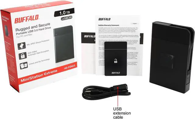 Alt view image 10 of 9 - BUFFALO 1TB MiniStation Extreme NFC Portable Hard Drive USB 3.0 Micro-B Model HD-PZN1.0U3B Black