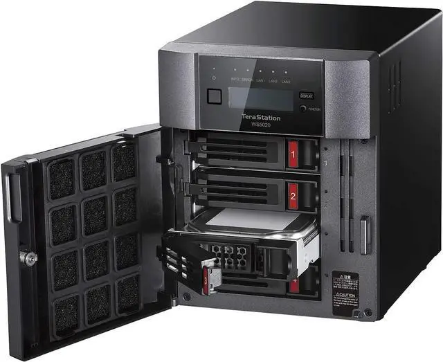 Alt view image 3 of 6 - Buffalo TeraStation WS5420DN Windows Server IoT 2019 Standard 8TB 4 Bay Desktop (4x2TB) NAS Hard Drives Included RAID iSCSI