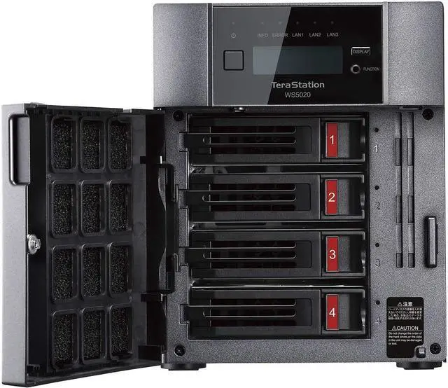 Alt view image 4 of 6 - Buffalo TeraStation WS5420DN Windows Server IoT 2019 Standard 8TB 4 Bay Desktop (4x2TB) NAS Hard Drives Included RAID iSCSI