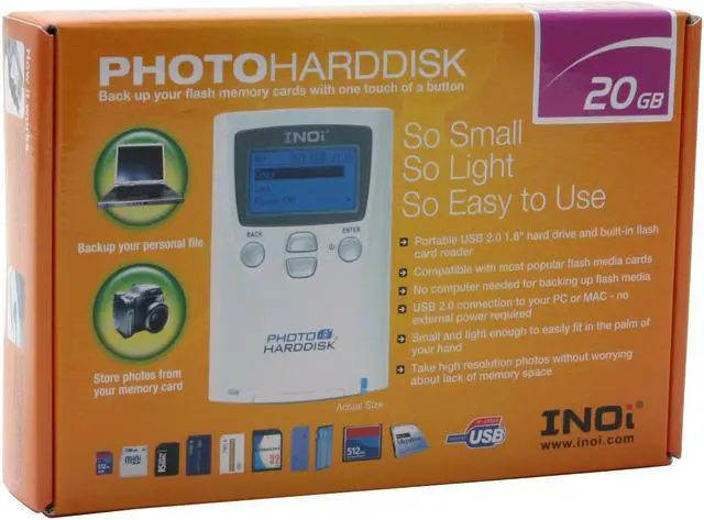 Alt view image 6 of 6 - INOi 20GB USB 2.0 1.8" PHOTO HARDDISK With 11-in-1 Card Reader HD182-20