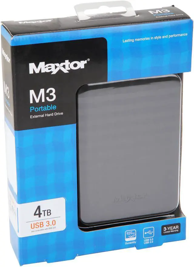 Alt view image 7 of 6 - Seagate Maxtor 4TB M3 Portable External Hard Drive USB 3.0 STSHX-M401TCBM Black