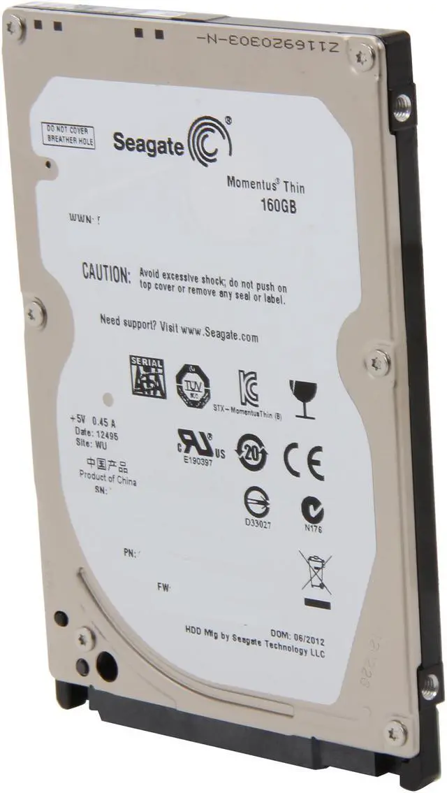 Main image of Seagate Momentus Thin ST160LT007 160GB 7200 RPM 16MB Cache SATA 3.0Gb/s 2.5" Internal Notebook Hard Drive