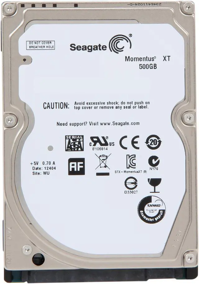 Alt view image 2 of 4 - Seagate Momentus XT ST500LX003 500GB 7200 RPM 32MB Cache SATA 6.0Gb/s 2.5" Solid State Hybrid Drive Bare Drive