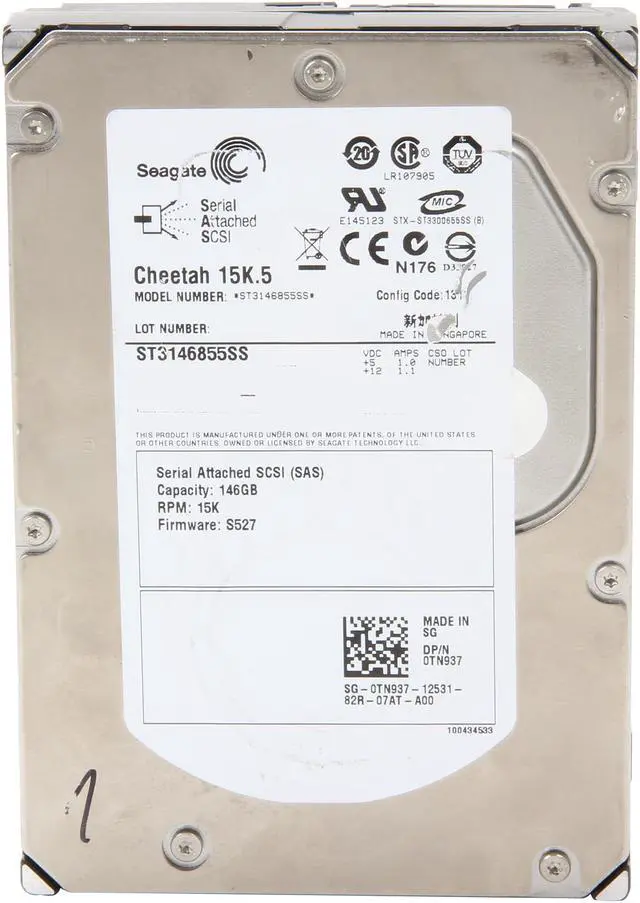 Alt view image 2 of 5 - Seagate Cheetah 15K.5 ST3146855SS 146GB 15000 RPM 16MB Cache SAS 3Gb/s 3.5" Internal Hard Drive Bare Drive