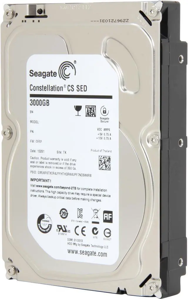 Main image of Seagate Constellation CS ST3000NC000 3 TB 3.5" Internal Hard Drive - 6Gb/s SATA - 7200 rpm - 64 MB Buffer - Secure Erase - Hot Pluggable