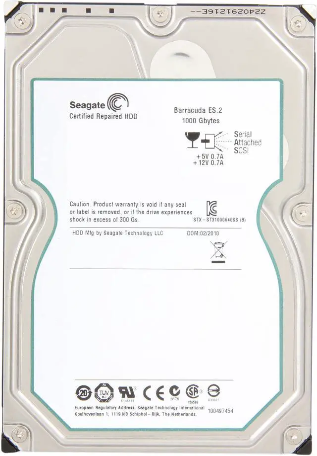 Alt view image 2 of 4 - Seagate BarraCuda ES.2 ST31000640SS 1TB 7200 RPM 16MB Cache SAS 3Gb/s 3.5" Internal Hard Drive Bare Drive