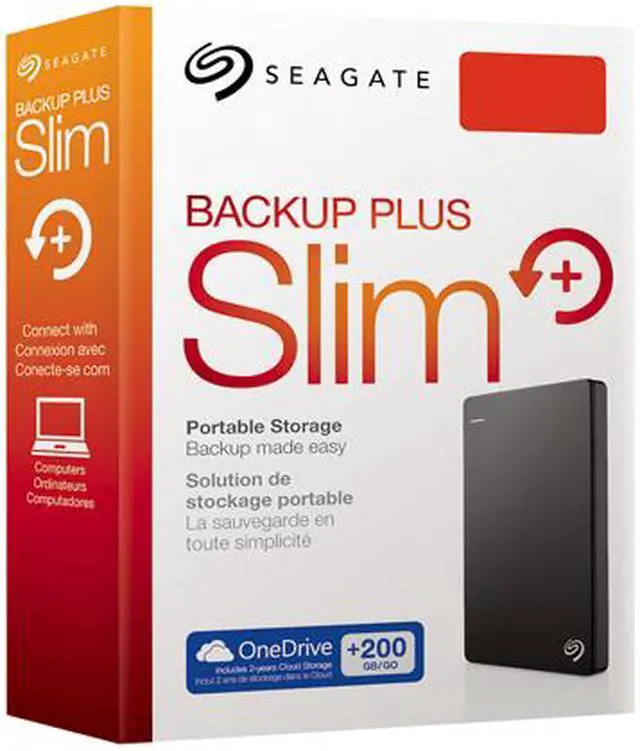 Alt view image 5 of 5 - Seagate Backup Plus Slim 500GB Portable External Hard Drive with 200GB of Cloud Storage & Mobile Device Backup USB 3.0 - STCD500102 (Black)