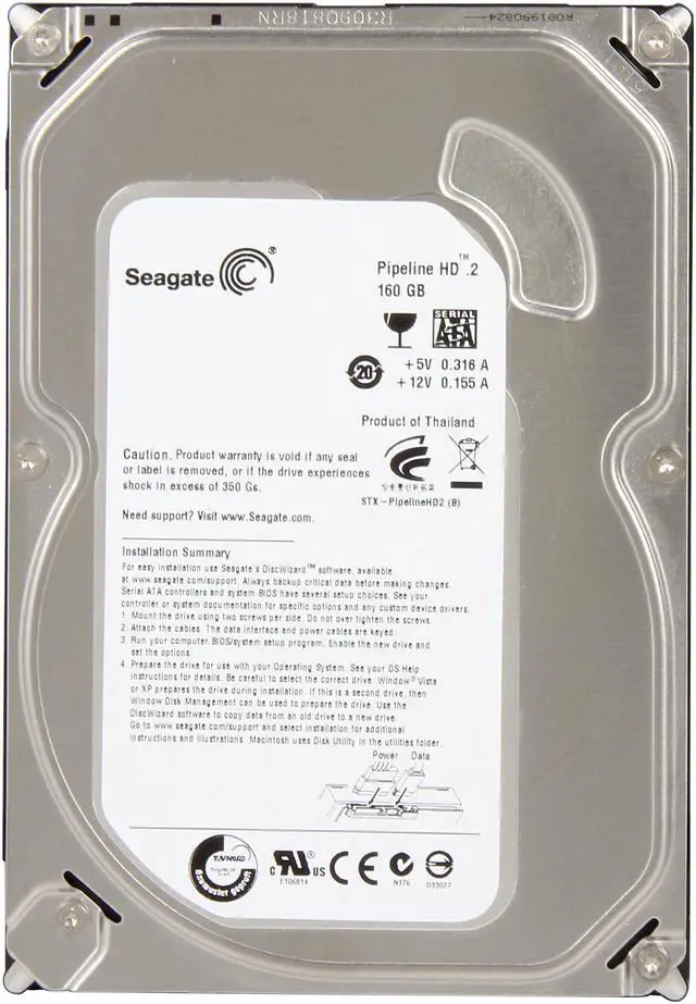 Alt view image 2 of 4 - Seagate ST3160316CS/P 160GB 5900 RPM 2MB Cache SATA 3.0Gb/s 3.5" Internal Hard Drive Bare Drive