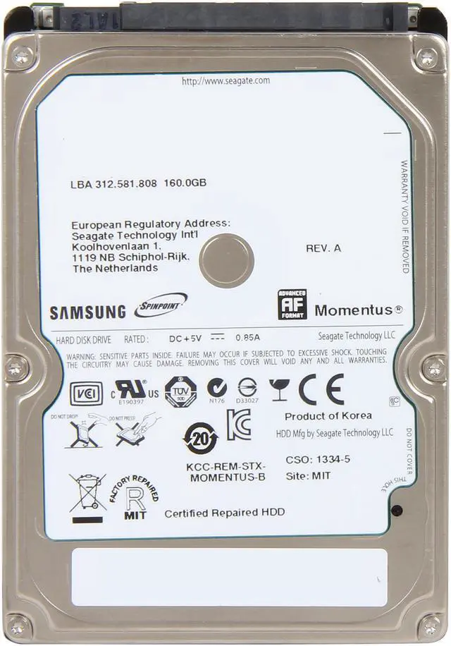 Alt view image 2 of 4 - Seagate Momentus ST160LM003 160GB 5400 RPM 8MB Cache SATA 3.0Gb/s Internal Notebook Hard Drive