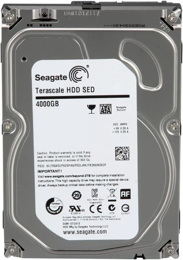 Alt view image 2 of 4 - Seagate ST4000NC000 4TB 5900 RPM 64MB Cache SATA 6.0Gb/s 3.5" Terascale Hard Drive With Instant Secure Erase Bare Drive