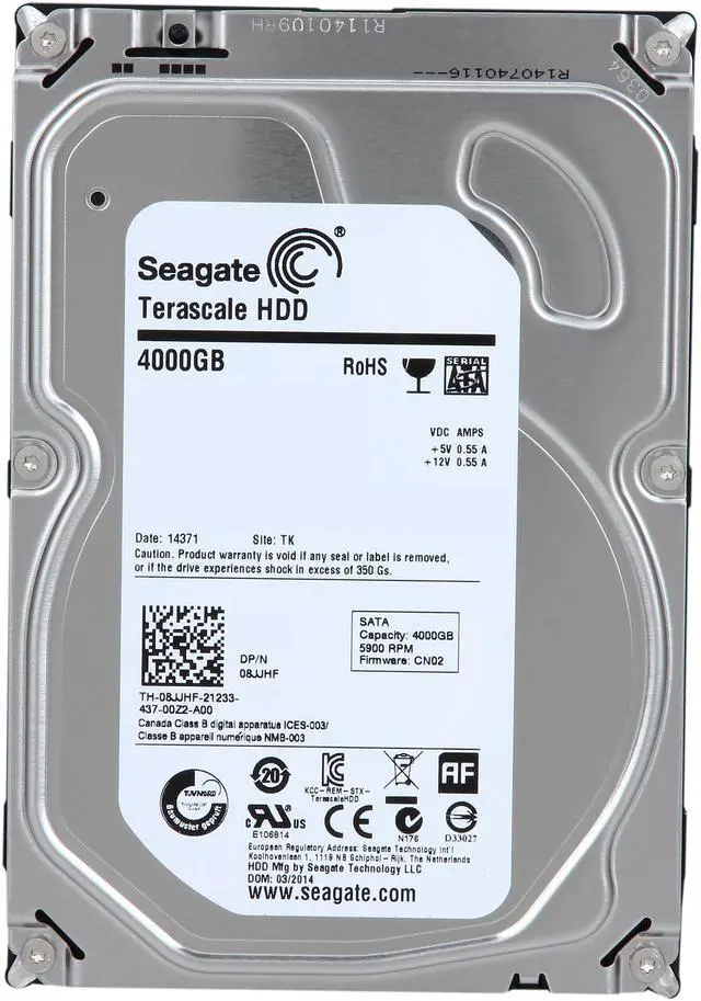Alt view image 2 of 5 - Seagate ST4000NC001 4TB 5900 RPM 64MB Cache SATA 6.0Gb/s 3.5" Terascale Hard Drive Bare Drive