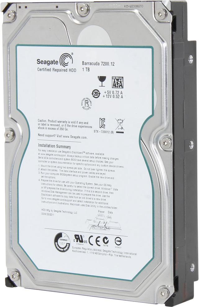 Seagate BarraCuda 7200.12 ST31000528AS 1TB 7200 RPM 32MB Cache SATA 3.0Gb/s  3.5 Internal Hard Drive Bare Drive