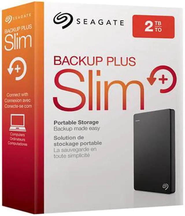 Alt view image 5 of 5 - Seagate Backup Plus Slim 2TB USB 3.0 Portable External Hard Drive - STDR2000100 (Black)