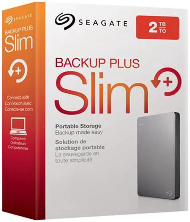 Alt view image 5 of 5 - Seagate Backup Plus Slim 2TB USB 3.0 Portable External Hard Drive - STDR2000101 (Silver)