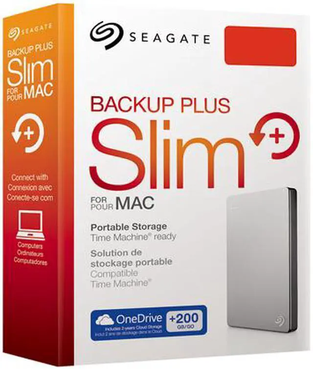 Alt view image 5 of 5 - Seagate Backup Plus Slim 1TB USB 3.0 Portable External Drive for MAC - STDS1000100