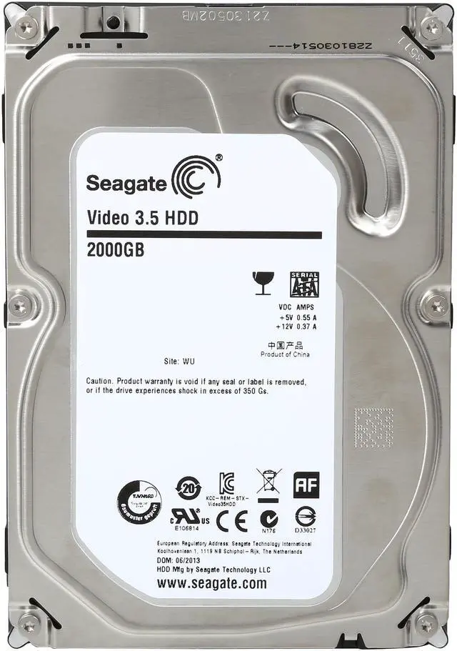 Alt view image 2 of 5 - Seagate Video ST2000VM003 2TB 5900 RPM 64MB Cache SATA 6.0Gb/s 3.5" Internal Hard Drive Bare Drive