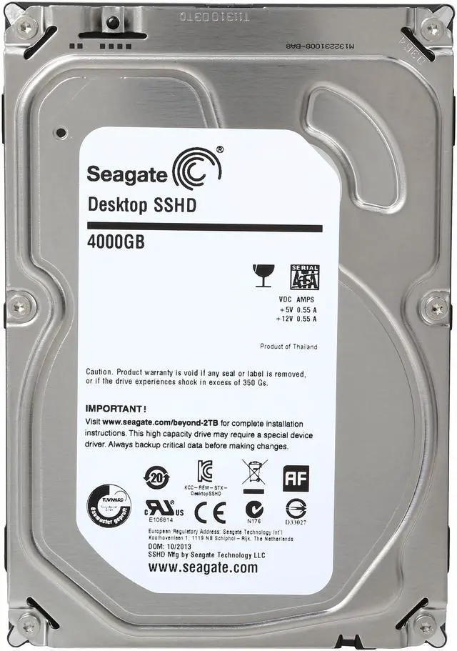 Alt view image 2 of 5 - Seagate ST4000DX001 4TB+8GB NAND Flash 64MB Cache SATA 6.0Gb/s 3.5" Desktop Solid State Hard Drive Bare Drive