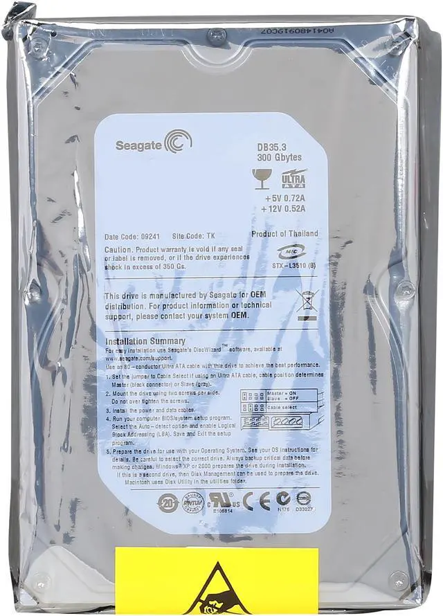 Alt view image 5 of 5 - Seagate DB35.3 ST3300820ACE 300GB 7200 RPM 8MB Cache IDE Ultra ATA 100 3.5" (PATA) Internal Hard Drive - 2 years warranty