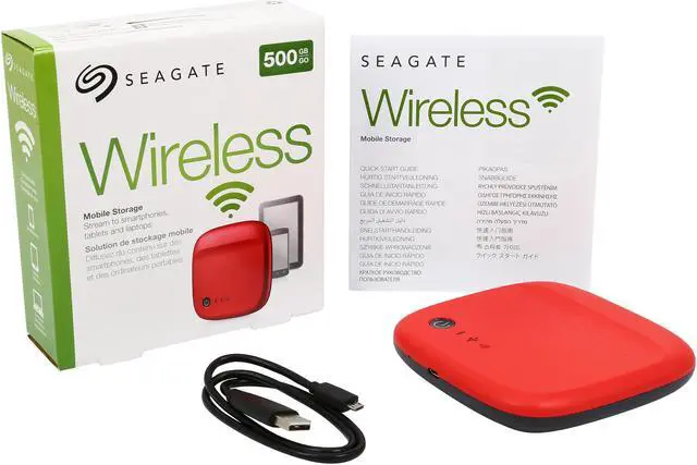 Alt view image 7 of 6 - Seagate 500GB Wireless Mobile External Hard Drive STDC500402 Red