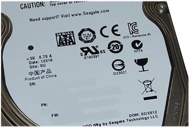 Alt view image 3 of 5 - Seagate Momentus ST9500424AS 500GB 7200 RPM 16MB Cache SATA 3.0Gb/s 2.5" Internal Notebook Hard Drive